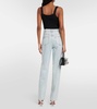 Embellished high-rise straight jeans