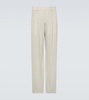 Wool and silk-blend mouliné wide-leg pants