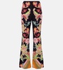 Floral high-rise jersey flared pants