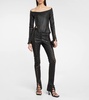 Hinge-seam leather pants