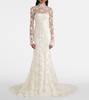 Bridal Adena floral lace-trimmed wool and silk gown