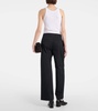 Cotton twill wide-leg pants