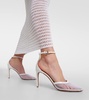 Leather-trimmed mesh pumps