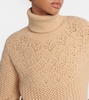 Crochet cashmere turtleneck sweater