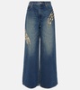 Claw embellished cutout jeans