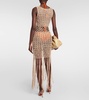 Fringe-trimmed crochet midi dress