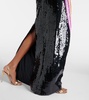 Sequined printed halterneck gown