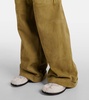 High-rise suede wide-leg pants