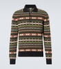 Wool jacquard polo sweater