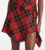 Distressed tartan wool minidress