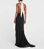 Cutout halterneck satin and crêpe gown