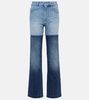 Patchwork high-rise straight jeans