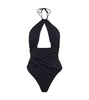 Cutout ruched halterneck swimsuit