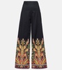 Printed cotton-blend flared pants