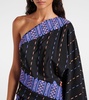 Printed one-shoulder silk minidress