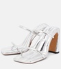 Square Slide metallic leather sandals