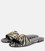 Embellished zebra-print sandals