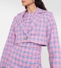 Checked cropped cotton-blend blazer