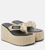 Raffia platform thong sandals