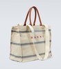 Logo leather-trimmed tote bag