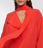 Tie-neck silk chiffon blouse