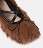 Criss Cross faux fur ballet flats