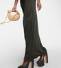 One-shoulder ruched jersey cutout gown