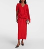 Draped asymmetric wool-blend dress 