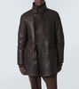 Reversible leather and shearling peacoat