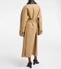 Leather-trimmed cotton-blend trench coat