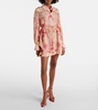 Embellished floral silk shirt dress