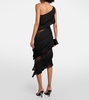 Fringed asymmetric midi dress