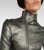 Metallic leather and cotton jacket 