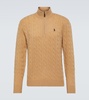 Cable-knit wool and cashmere half-zip sweater