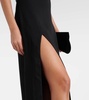 Buckle-detail strapless sablé gown