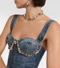 Claw embellished denim minidress