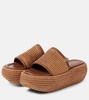 Amami leather and raffia platform mules