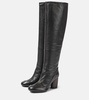 Glove leather knee-high boots