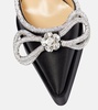 Double Bow embellished satin pumps