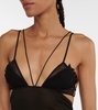 Pleated cutout mesh camisole