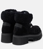 Shearling-trimmed leather ankle boots