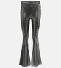 Metallic high-rise flared pants