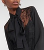 Lace-trimmed silk-blend blouse