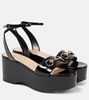 Horsebit leather platform sandals