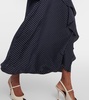 Ruched silk midi dress