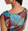 Fond plaid draped minidress