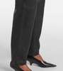 Mid-rise leather straight pants