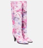 Ririo printed leather knee-high boots