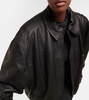 Oversized leather bomber jacket