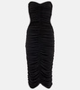 Slinky strapless jersey midi dress